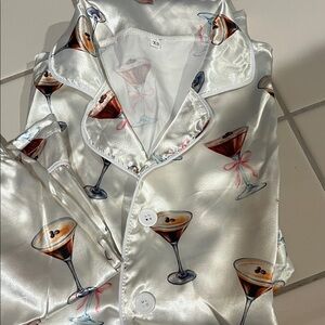 Espresso Martini Print Satin Pajama Set